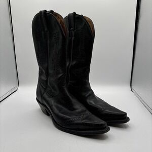 Boulet Cowgirl Boots Womens Size 8.5 C Black Leather Western Embroidered Painted